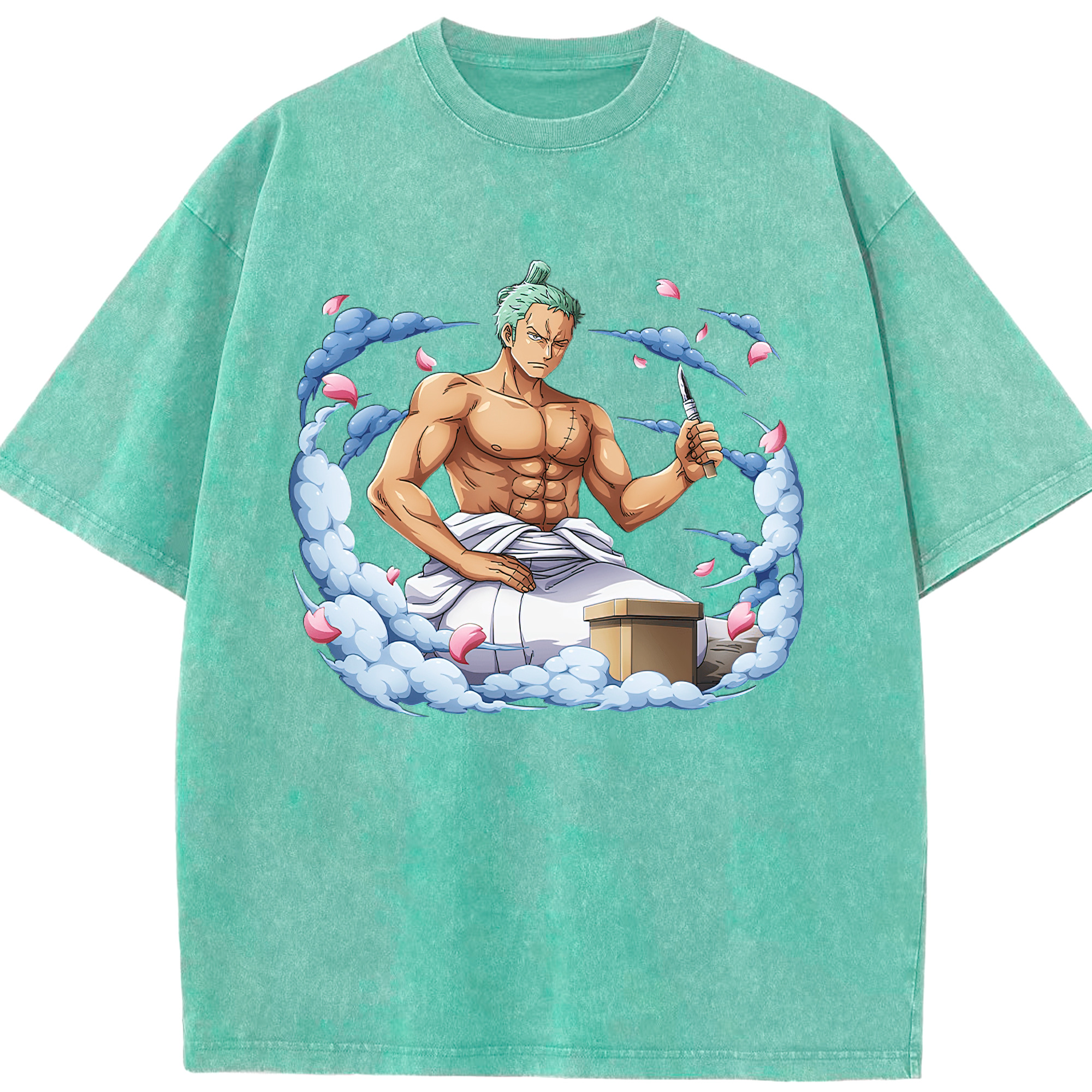 ワンピース ロロノア・ゾロ ONE PIECE Roronoa Zoro 綿100% ヴィンテージ風 半袖Tシャツ（フロントプリント）